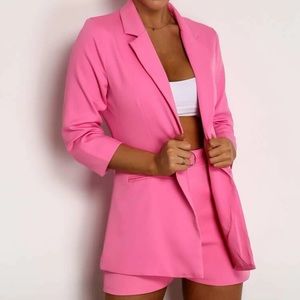 2 piece set- hot pink blazer with matching shorts